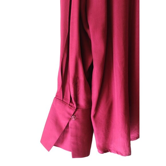 GAP Relaxed Satin Shirt in Red Delicious, Size L - Picture 5 of 11